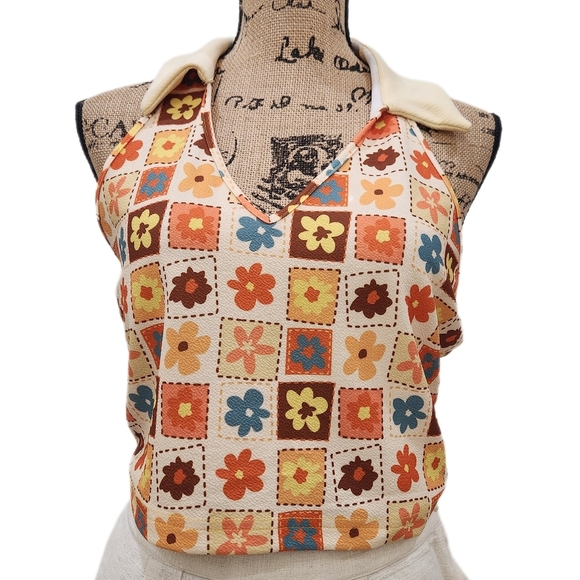 Shein Mod Floral Halter Top, Womens Large - Picture 5 of 9